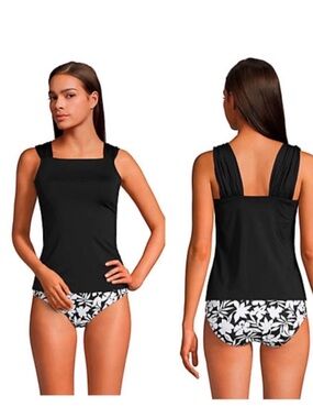 Lands end Cap Sleeve High Neck Tankini Swimsuit Top. Size 18